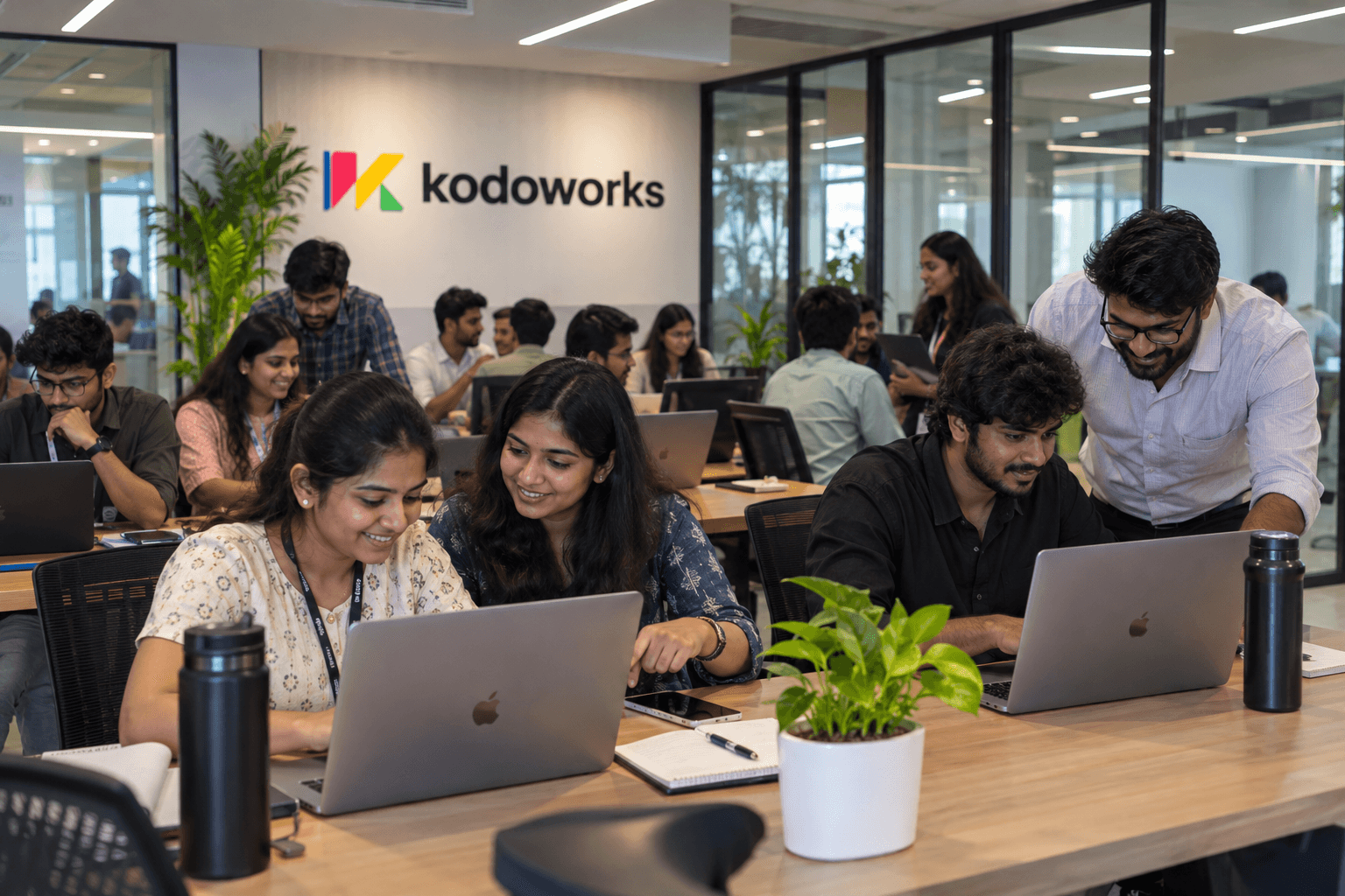 KodoWorks team collaborating in the office